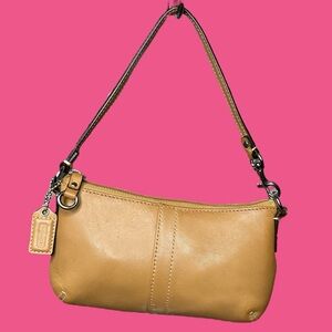 GUC Coach Wristlet Mini Bag Camel Leather 8”x4.5”
